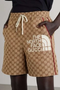 GUCCI + The North Face Shorts Aus Canvas Aus Einer Baumwollmischung Mit Jacquard-Muster Und Stickereien ,Camel -Gucci Verkäufe w920 q60 1910