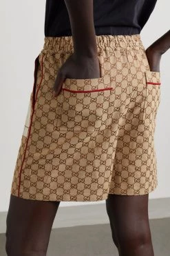 GUCCI + The North Face Shorts Aus Canvas Aus Einer Baumwollmischung Mit Jacquard-Muster Und Stickereien ,Camel -Gucci Verkäufe w920 q60 1911