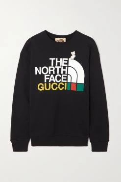 GUCCI + The North Face Sweatshirt Aus Baumwoll-Jersey Mit Print ,Schwarz