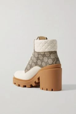 GUCCI Trip Schnürstiefel Aus Leder Und Beschichtetem Canvas Mit Logoprint ,Beige -Gucci Verkäufe w920 q60 1957