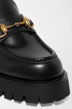 GUCCI Loafers Aus Leder Mit Horsebit-Detail, Plateau Und Metallic-Stickerei ,Schwarz -Gucci Verkäufe w920 q60 1962