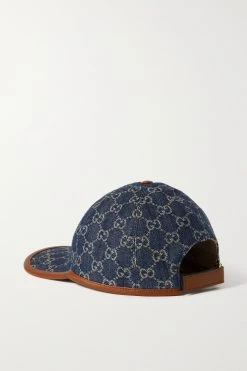 GUCCI Baseballkappe Aus Denim Mit Jacquard-Muster Und Lederbesätzen ,Blau -Gucci Verkäufe w920 q60 1965