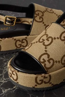 GUCCI Angelina Slingback-Sandalen Aus Canvas Mit Logomuster Und Plateau ,Beige 7 GUCCI Angelina Slingback-Sandalen Aus Canvas Mit Logomuster Und Plateau ,Beige -Gucci Verkäufe w920 q60 198