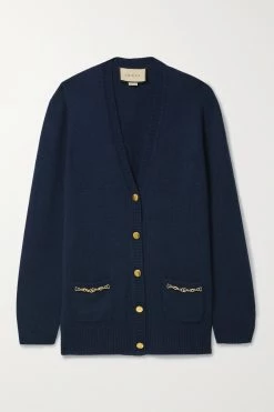 GUCCI Cardigan Aus Kaschmir Mit Horsebit-Details ,Navy
