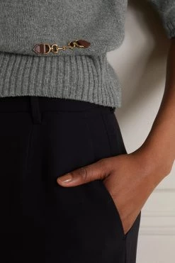 GUCCI Kaschmirpullover Mit Lederbesätzen Und Horsebit-Detail ,Grau -Gucci Verkäufe w920 q60 1989