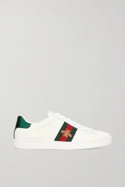 GUCCI Ace Sneakers Mit Besatz Aus Wasserschlangenleder Und Stickerei ,Weiß