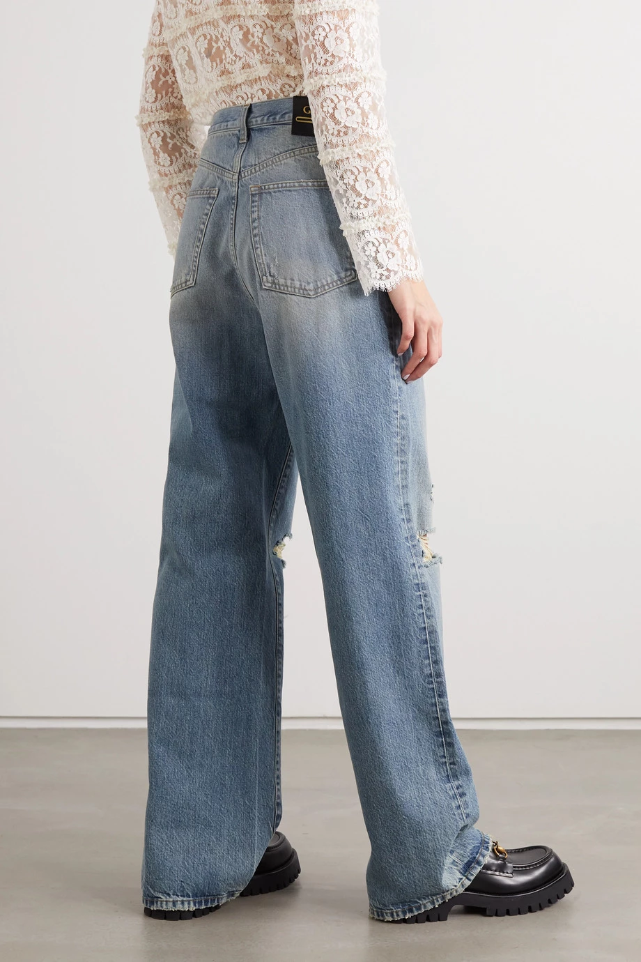 GUCCI Boyfriend-Jeans Aus Bio-Denim In Distressed-Optik ,Blau 3 GUCCI Boyfriend-Jeans Aus Bio-Denim In Distressed-Optik ,Blau – Bild 3