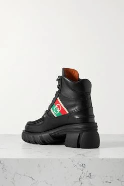 GUCCI Romance Schnürstiefel Aus Leder Mit Besatz Aus Logo-Jacquard ,Schwarz -Gucci Verkäufe w920 q60 2001