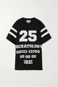 GUCCI Oversized-T-Shirt Aus Baumwoll-Jersey Mit Print ,Schwarz