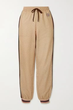 GUCCI Jogginghose Aus Bedrucktem Technischem Jersey Mit Streifen Und Applikation ,Beige