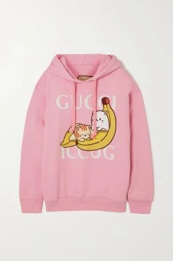 GUCCI + Bananya Oversized-Hoodie Aus Baumwoll-Jersey Mit Print ,Pink