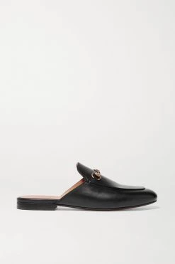 GUCCI Princetown Slippers Aus Leder Mit Horsebit-Detail ,Schwarz