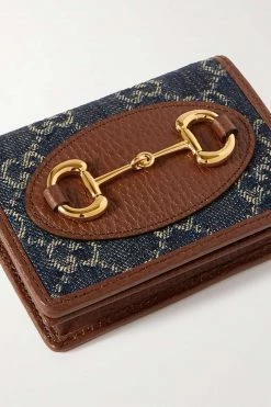GUCCI Horsebit 1955 Portemonnaie Aus Denim Mit Jacquard-Muster Und Besätzen Aus Strukturiertem Leder ,Blau -Gucci Verkäufe w920 q60 205