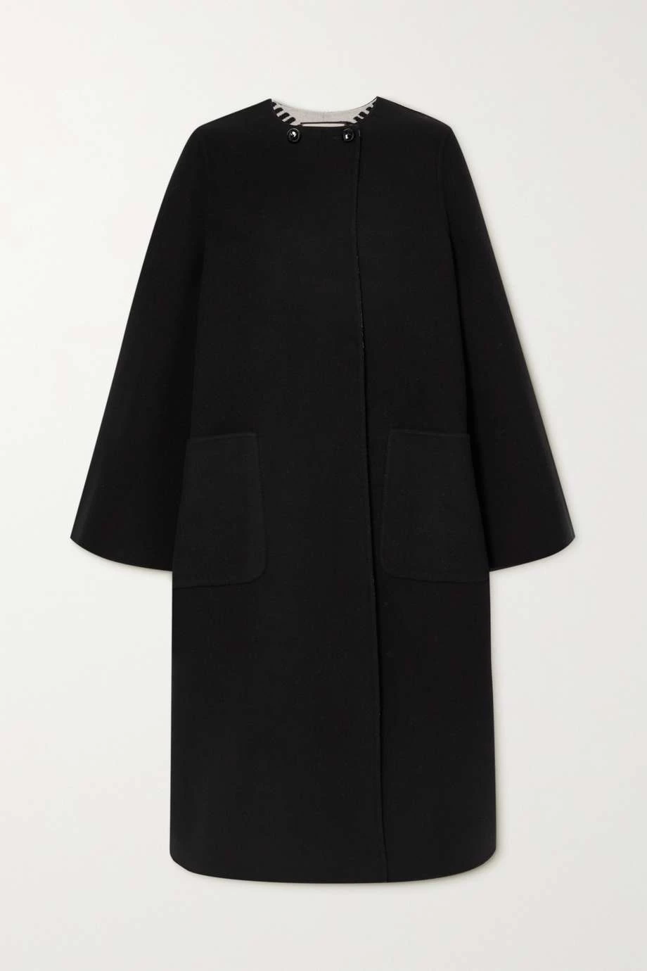 GUCCI Wendbarer Mantel Aus Einer Woll-Seidenmischung ,Schwarz 1 GUCCI Wendbarer Mantel Aus Einer Woll-Seidenmischung ,Schwarz