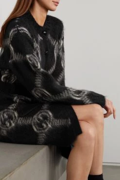 GUCCI Cardigan Aus Jacquard Aus Einer Gebürsteten Mohairmischung ,Schwarz -Gucci Verkäufe w920 q60 2078