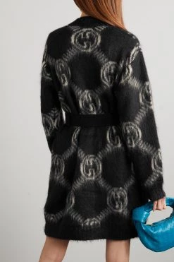 GUCCI Cardigan Aus Jacquard Aus Einer Gebürsteten Mohairmischung ,Schwarz -Gucci Verkäufe w920 q60 2079