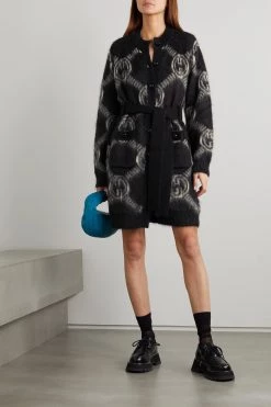 GUCCI Cardigan Aus Jacquard Aus Einer Gebürsteten Mohairmischung ,Schwarz -Gucci Verkäufe w920 q60 2081