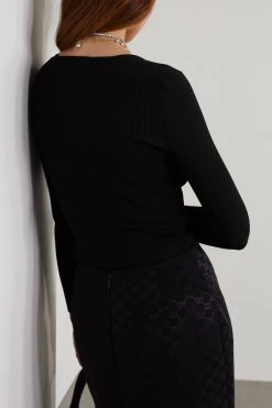 GUCCI Aria Oberteil Aus Rippstrick ,Schwarz -Gucci Verkäufe w920 q60 2099
