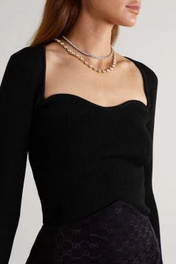 GUCCI Aria Oberteil Aus Rippstrick ,Schwarz -Gucci Verkäufe w920 q60 2101