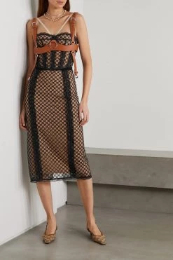 GUCCI Bustier Aus Besticktem Tüll Aus Einer Baumwollmischung Und Satin Mit Spitzenbesätzen ,Schwarz -Gucci Verkäufe w920 q60 2109