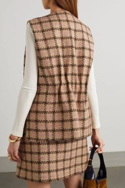 GUCCI Weste Aus Kariertem Metallic-Tweed ,Pink -Gucci Verkäufe w920 q60 2117