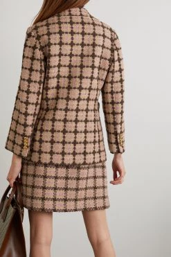 GUCCI Jacke Aus Kariertem Metallic-Tweed Mit Gürtel ,Pink -Gucci Verkäufe w920 q60 2136