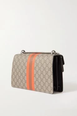 GUCCI Dionysus Bedruckte Schultertasche Aus Beschichtetem Canvas Und Strukturiertem Leder Mit Verzierung ,Braun -Gucci Verkäufe w920 q60 2141