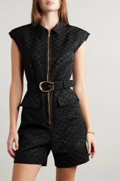 GUCCI Playsuit Aus Jacquard Aus Einer Baumwollmischung Mit Gürtel ,Schwarz -Gucci Verkäufe w920 q60 2153