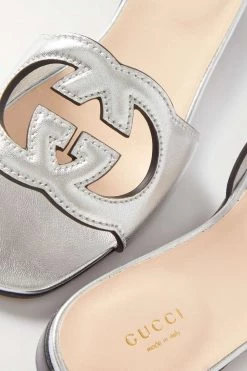 GUCCI Beloved Pantoletten Aus Metallic-Leder Mit Cut-out ,Silber -Gucci Verkäufe w920 q60 216