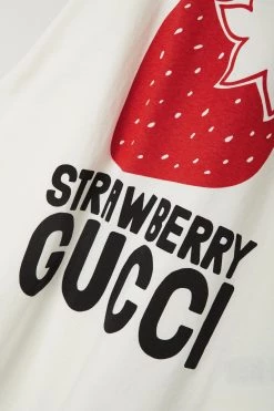 GUCCI Strawberry Oversized-T-Shirt Aus Baumwoll-Jersey Mit Print ,Weiß -Gucci Verkäufe w920 q60 2177