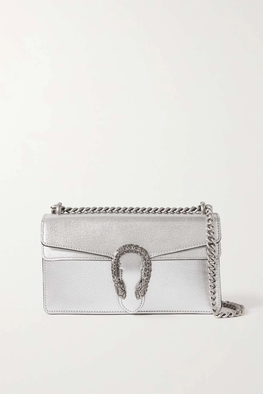 GUCCI Dionysus Schultertasche Aus Strukturiertem Metallic-Leder ,Silber 1 GUCCI Dionysus Schultertasche Aus Strukturiertem Metallic-Leder ,Silber