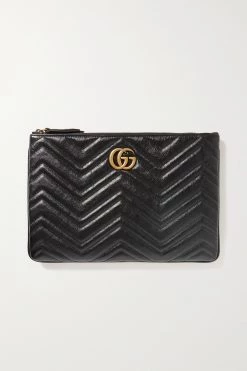 GUCCI GG Marmont Beutel Aus Gestepptem Leder ,Schwarz