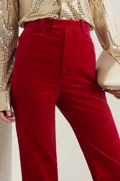 GUCCI Aria Hose Mit Geradem Bein Aus Samt Aus Stretch-Baumwolle Mit Seidenbesätzen ,Rot -Gucci Verkäufe w920 q60 2251