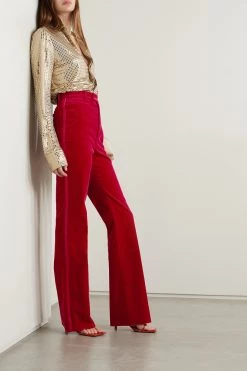 GUCCI Aria Hose Mit Geradem Bein Aus Samt Aus Stretch-Baumwolle Mit Seidenbesätzen ,Rot -Gucci Verkäufe w920 q60 2252