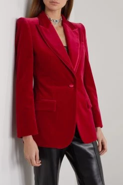 GUCCI Aria Blazer Aus Samt Aus Stretch-Baumwolle Mit Seidenbesätzen ,Rot -Gucci Verkäufe w920 q60 2255