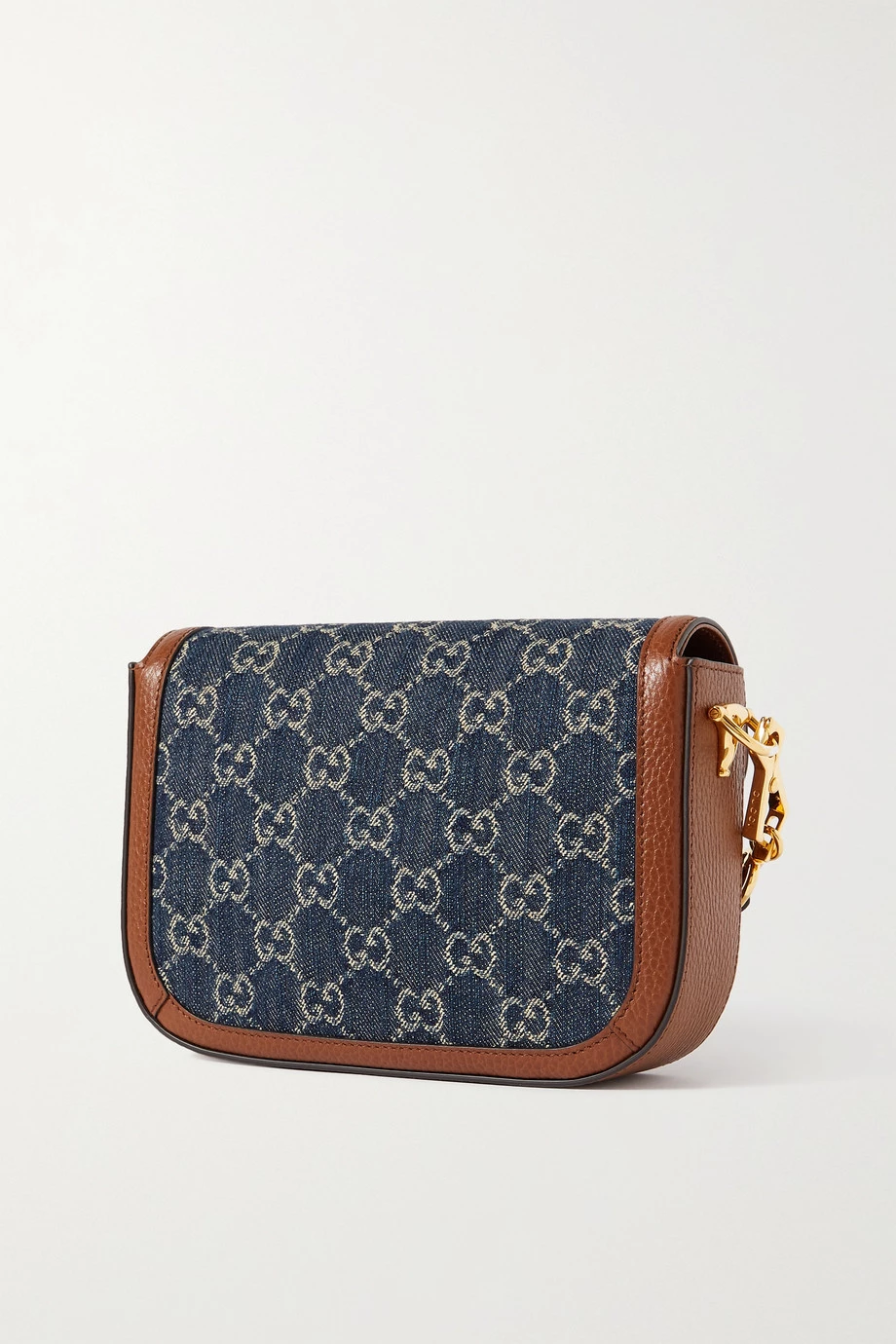 GUCCI Horsebit 1955 Schultertasche Aus Denim-Jacquard Und Strukturiertem Leder ,Blau 3 GUCCI Horsebit 1955 Schultertasche Aus Denim-Jacquard Und Strukturiertem Leder ,Blau – Bild 3