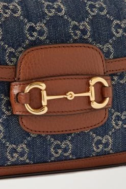GUCCI Horsebit 1955 Schultertasche Aus Denim-Jacquard Und Strukturiertem Leder ,Blau 8 GUCCI Horsebit 1955 Schultertasche Aus Denim-Jacquard Und Strukturiertem Leder ,Blau -Gucci Verkäufe w920 q60 2279