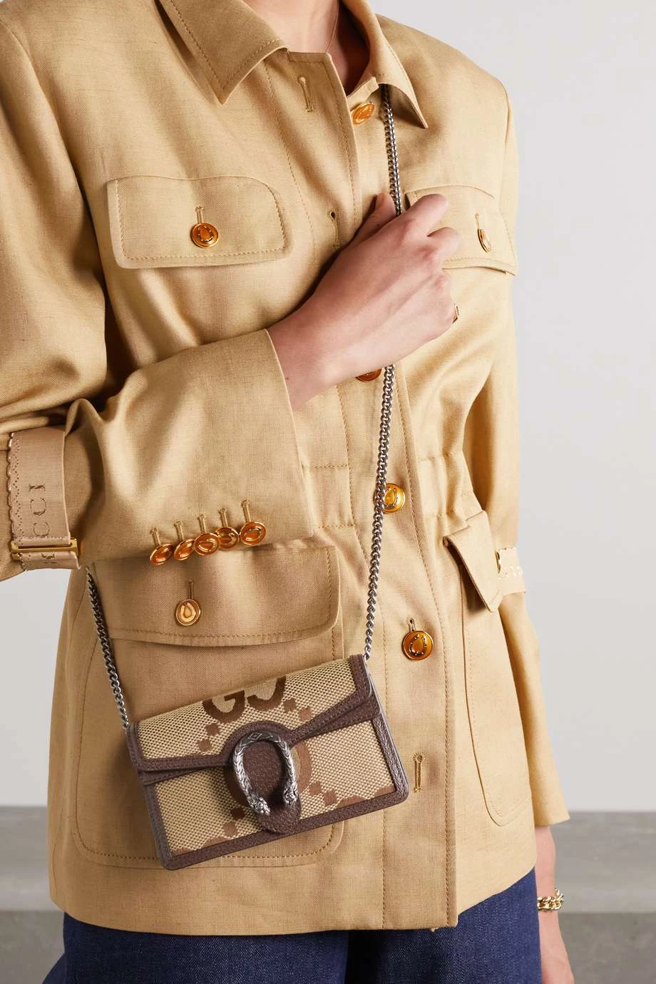 GUCCI Dionysus Super Mini Schultertasche Aus Beschichtetem Canvas Mit Lederbesätzen ,Camel 2 GUCCI Dionysus Super Mini Schultertasche Aus Beschichtetem Canvas Mit Lederbesätzen ,Camel – Bild 2