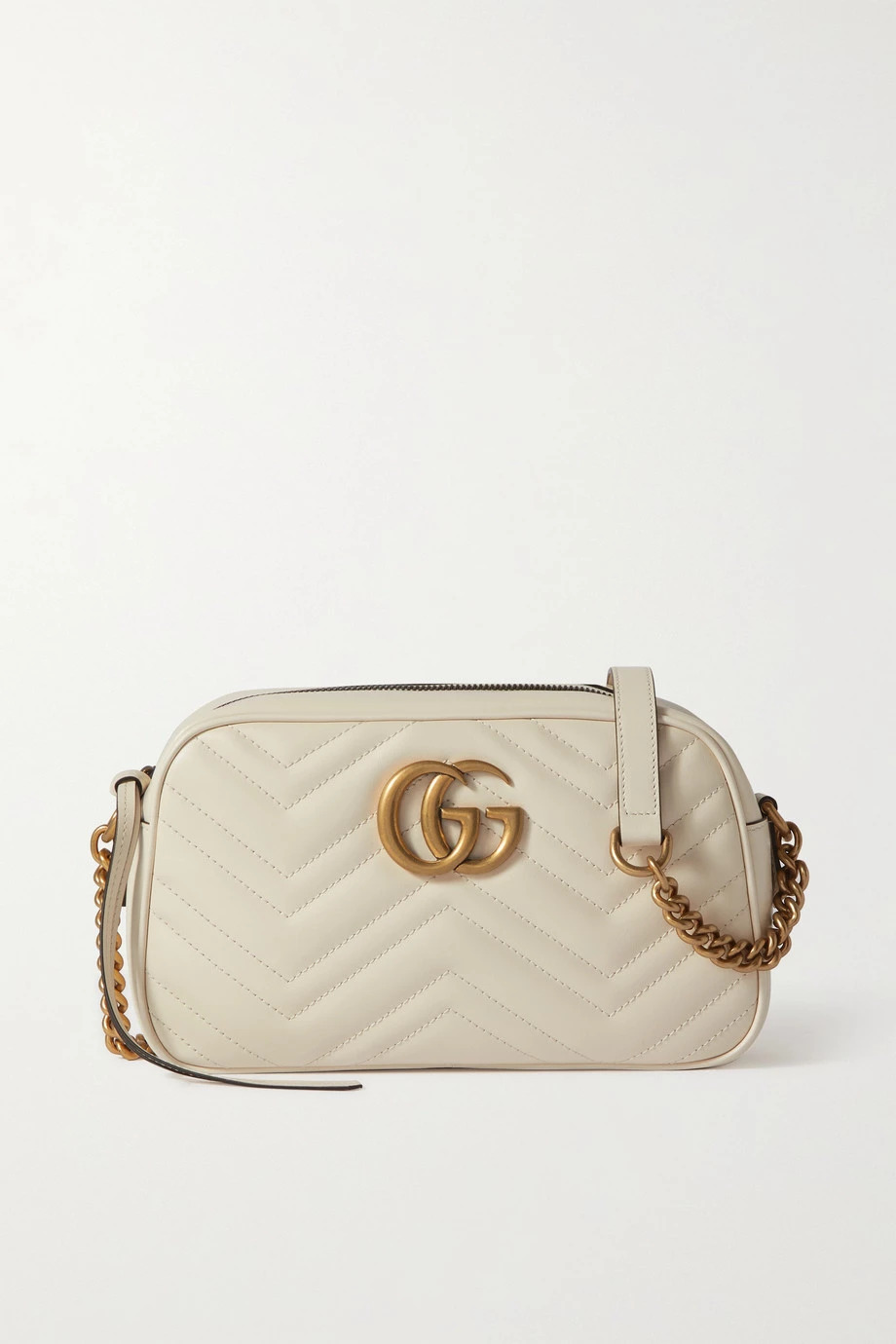 GUCCI GG Marmont Camera Kleine Schultertasche Aus Gestepptem Leder ,Weiß 1 GUCCI GG Marmont Camera Kleine Schultertasche Aus Gestepptem Leder ,Weiß