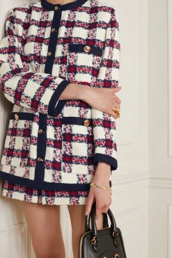 GUCCI Jacke Aus Kariertem Tweed ,Weiß -Gucci Verkäufe w920 q60 2307