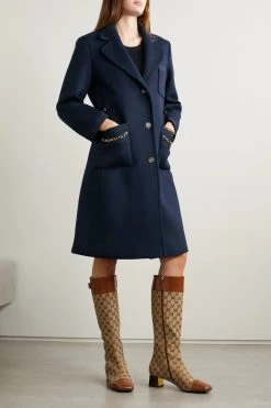 GUCCI Mantel Aus Einer Wollmischung Mit Ketten ,Navy -Gucci Verkäufe w920 q60 2312