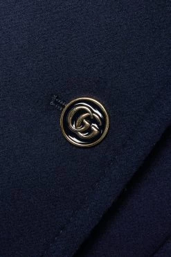 GUCCI Mantel Aus Einer Wollmischung Mit Ketten ,Navy -Gucci Verkäufe w920 q60 2314