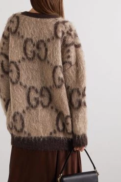 GUCCI Wendbarer Oversized-Cardigan Aus Einer Mohairmischung Mit Jacquard-Muster ,Beige -Gucci Verkäufe w920 q60 2326