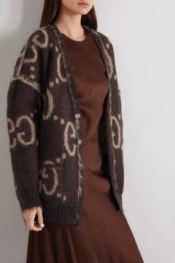 GUCCI Wendbarer Oversized-Cardigan Aus Einer Mohairmischung Mit Jacquard-Muster ,Beige -Gucci Verkäufe w920 q60 2328