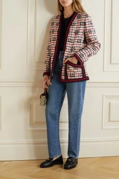 GUCCI Jacke Aus Kariertem Tweed Aus Einer Wollmischung ,Weiß -Gucci Verkäufe w920 q60 2333