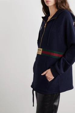 GUCCI Hoodie Aus Biobaumwoll-Jersey Mit Webbandbesatz Und Applikation ,Navy -Gucci Verkäufe w920 q60 2336