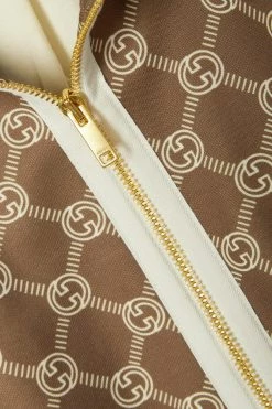 GUCCI Verkürzte Trainingsjacke Aus Bedrucktem Technischem Jersey Mit Webstreifen ,Braun -Gucci Verkäufe w920 q60 2372