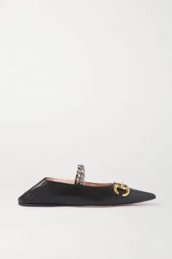 GUCCI Deva Ballerinas Aus Leder Mit Einklappbarer Fersenpartie Und Verzierungen ,Schwarz -Gucci Verkäufe w920 q60 2378