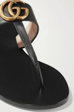 GUCCI Marmont Sandalen Aus Leder Mit Logoverzierung ,Schwarz -Gucci Verkäufe w920 q60 2402