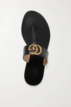 GUCCI Marmont Sandalen Aus Leder Mit Logoverzierung ,Schwarz -Gucci Verkäufe w920 q60 2403